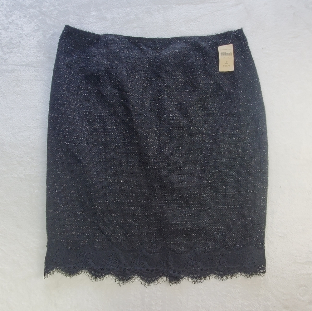 Coldwater Creek $110 Women’s 18 Black Sparkle Skirt with Textured Pattern‎